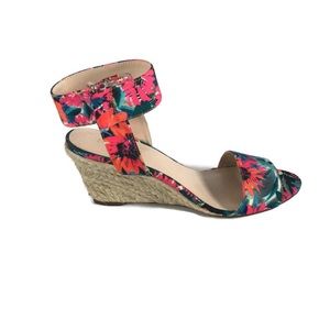 Nine West Floral Espadrilles Wedge Sandals Sz 8.5